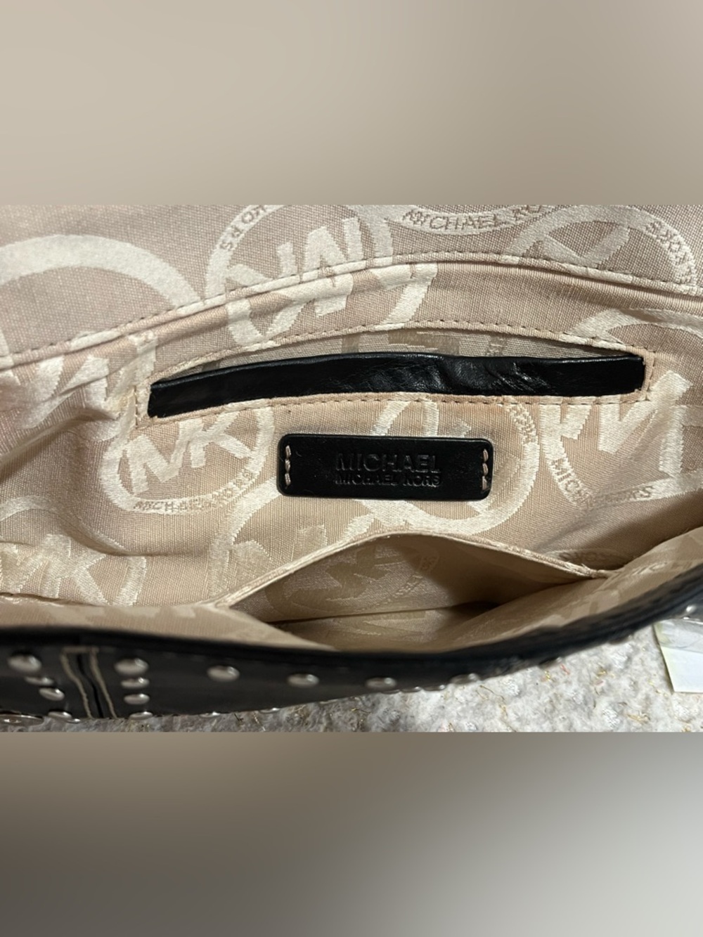 Michael Kors Astor Leather Studded Large Black Clutch EUC! - Picture 10 of 11